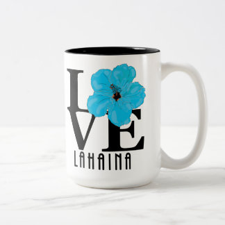 LOVE Lahaina Blue Hibiscus 15oz Two-Tone Coffee Mug