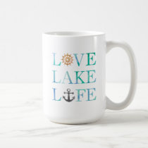 Love Lake Life Nautical Watercolor Typography Coffee Mug