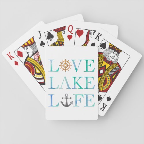 Love Lake Life Nautical Watercolor Typography Poker Cards