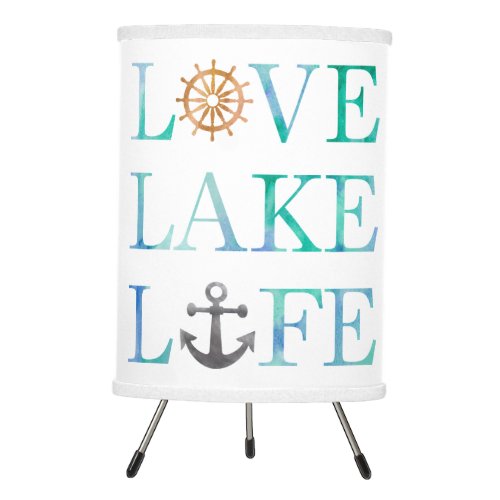 Love Lake Life Nautical Watercolor Typography Tripod Lamp
