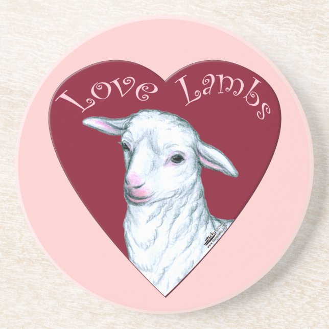 Love Lambs Sandstone Coaster (Front)