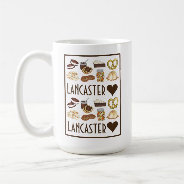 Love Lancaster, PA Pennsylvania Dutch Amish Foods Coffee Mug (Left)