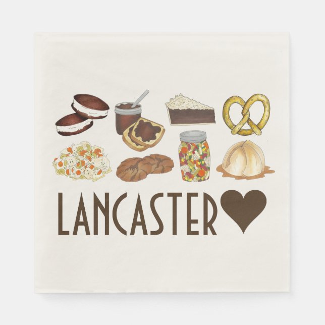 Love Lancaster PA Pennsylvania Dutch Amish Foods Napkins (Front)
