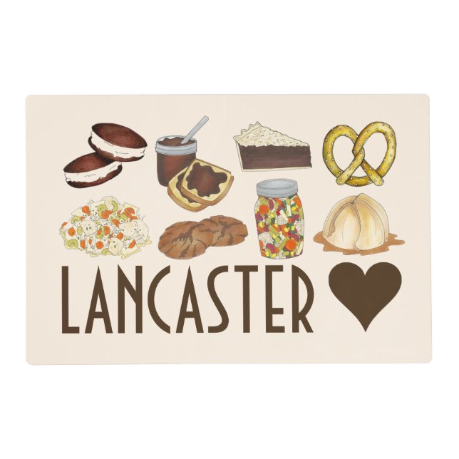 Love Lancaster PA Pennsylvania Dutch Amish Foods Placemat (Front)