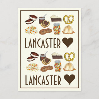 Love Lancaster PA Pennsylvania Dutch Amish Foods Postcard