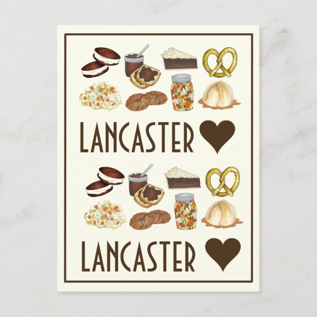 Love Lancaster PA Pennsylvania Dutch Amish Foods Postcard (Front)