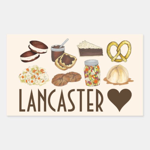 Love Lancaster PA Pennsylvania Dutch Amish Foods Rectangular Sticker