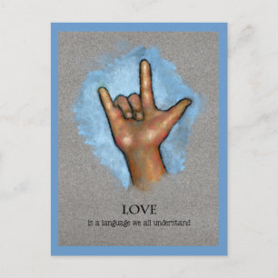 Love Language: American Sign Language: Art Postcard