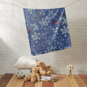 Love language of flowers cute blue pattern baby blanket
