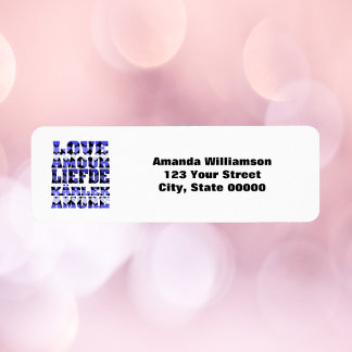 Love Languages Blue Personalize Return  Address Label