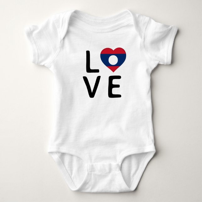 Love - Laos Flag Baby Bodysuit (Front)