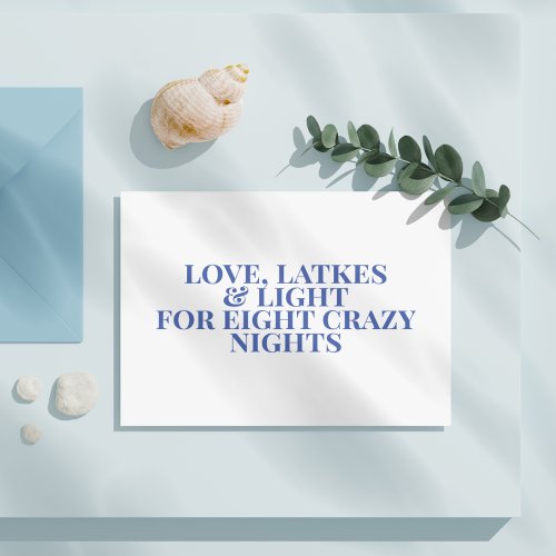 love Latkes  Light _ Blue Typography Hanukkah Postcard