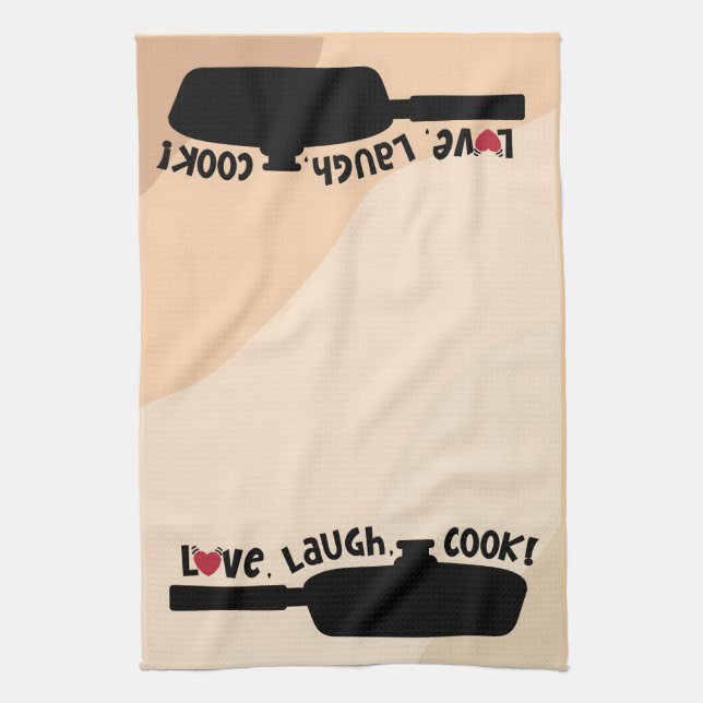 "Love, Laugh, Cook!" Kitchen Tea Towel (Vertical)