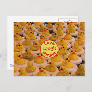Love Laugh Forgive Rubber Ducks Inspirational Postcard