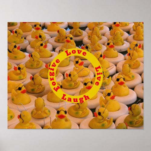Love Laugh Live Rubber Ducks Inspirational Words Poster