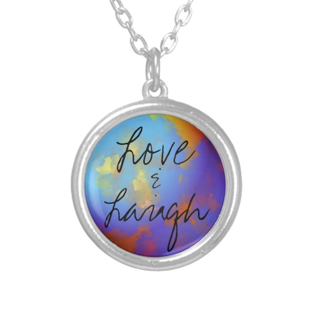 love & laugh silver plated necklace (Front)