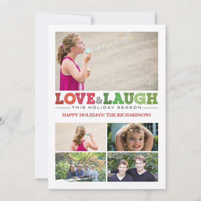Love + Laugh x5 Holiday Card (Front)