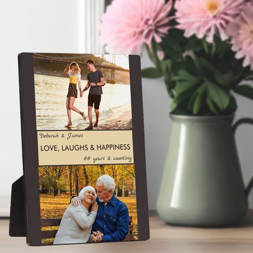 Love Laughs Happiness Couples Anniversary Photo Plaque