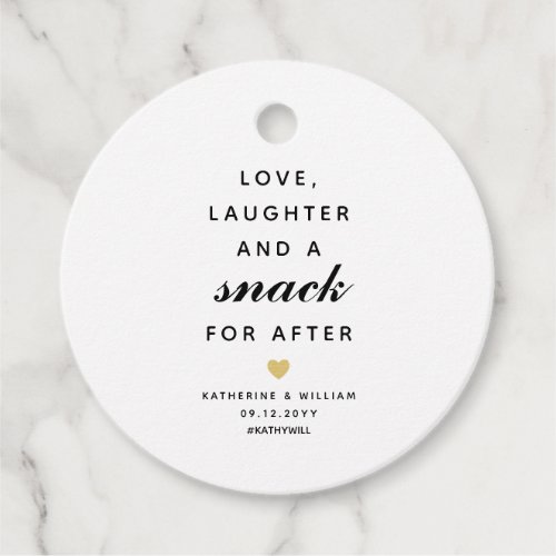 Love Laughter and a Snack for After Wedding Snack Favor Tags