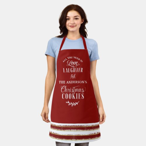 Love Laughter and Christmas Cookies and Stripes Apron