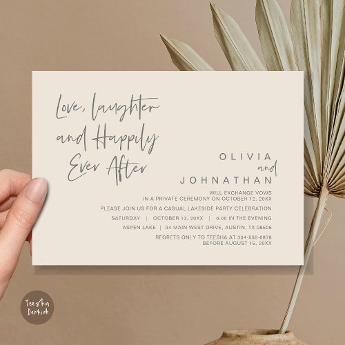 Love Laughter and Happily ever after Elopement I Invitation