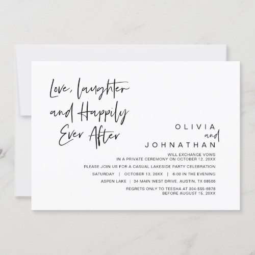 Love Laughter and Happily ever after Elopement Invitation