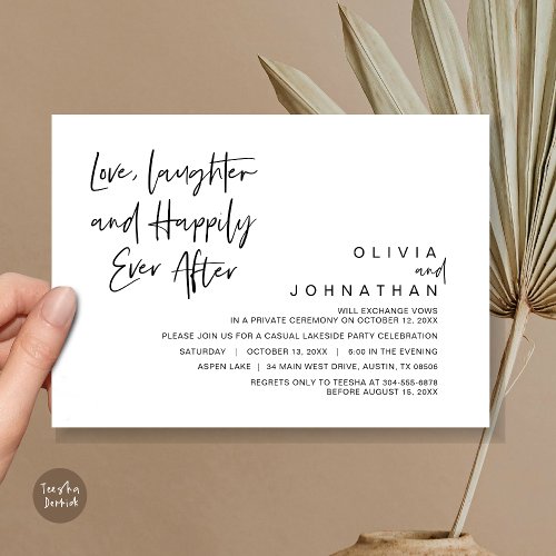 Love Laughter and Happily ever after Elopement Invitation