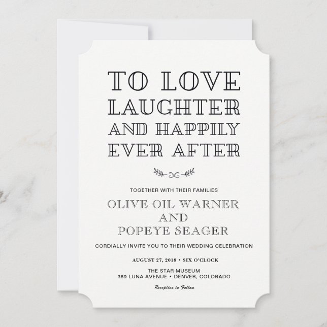 Love, Laughter, and Happily Ever After Wedding Invitation (Front)