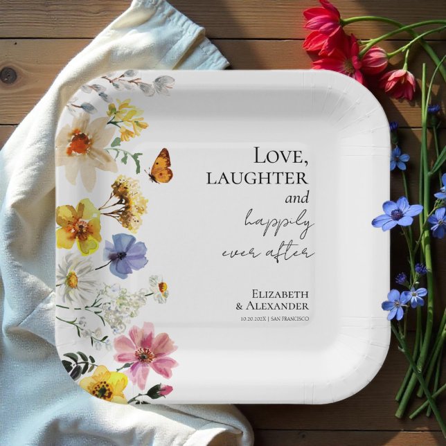 Love, laughter, and happily ever after Wedding Paper Plates (Creator Uploaded)