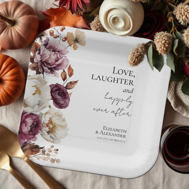 Love, laughter, and happily ever after Wedding Paper Plates (Creator Uploaded)