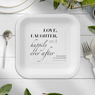 Love, laughter, and happily ever after Wedding Paper Plates