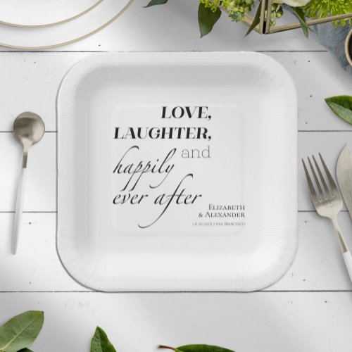 Love laughter and happily ever after Wedding Paper Plates