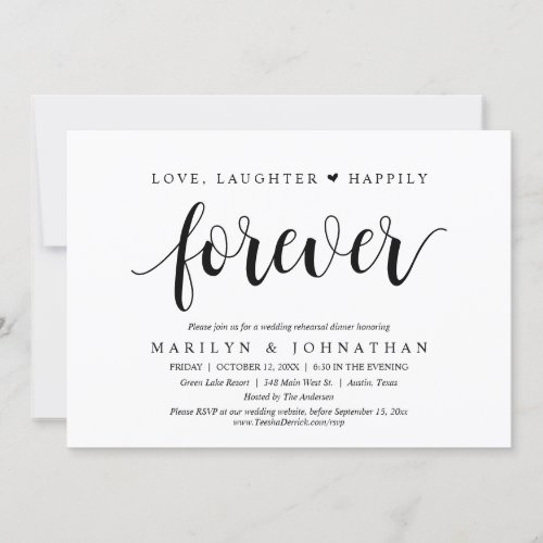 Love Laughter and Happily Forever Rehearsal Invitation