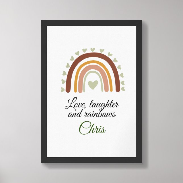 Love, Laughter and Rainbows Nursery Wall Art (Framed Front)