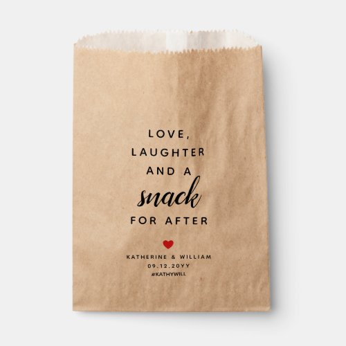 Love Laughter And Snack for After Wedding Snack  Favor Bag