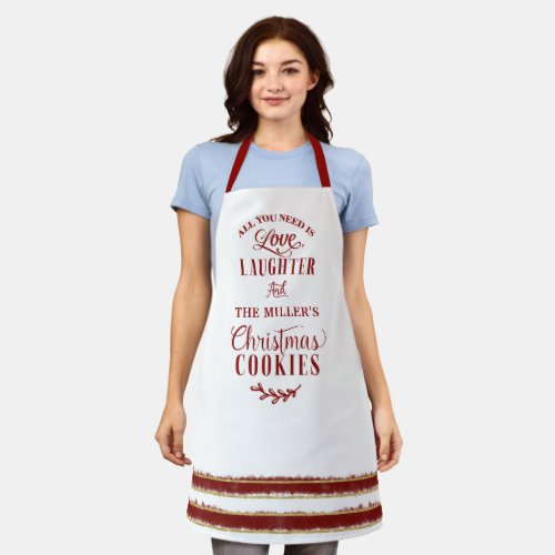 Love Laughter and _Your Name_ Christmas Cookies Apron