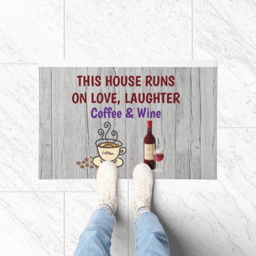 Love laughter coffee and wine  Door Mat