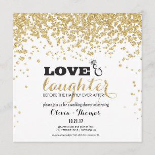 Love & Laughter Gold Glitter Wedding Shower Invite