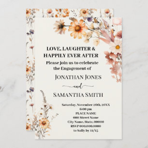 Love Laughter Happily Engagement Fall Wildflowers Invitation