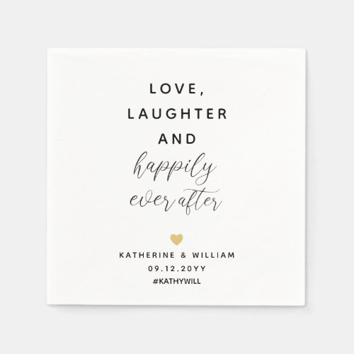 Love Laughter Happily Ever After Heart Wedding  Napkins