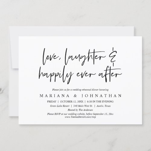 Love Laughter Happily Ever After Rehearsal Dinner Invitation