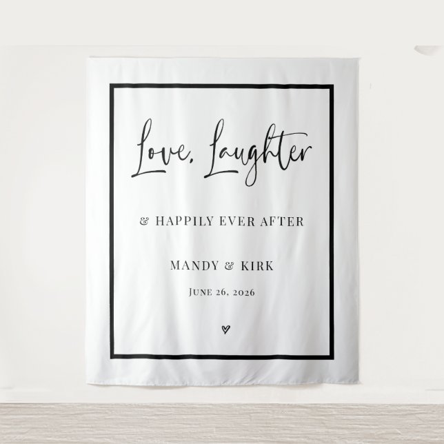 love laughter happily ever after Wedding Backdrop  (Front)