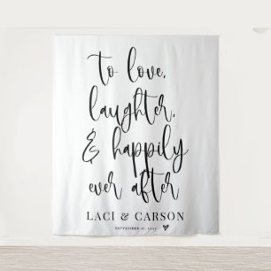 love laughter happily ever after wedding backdrop