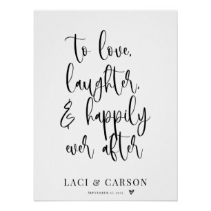 love laughter happily ever after wedding backdrop  poster