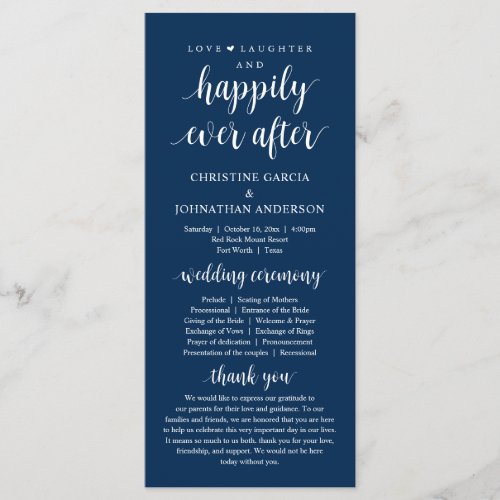 Love laughter Happily ever after Wedding Ceremony Program