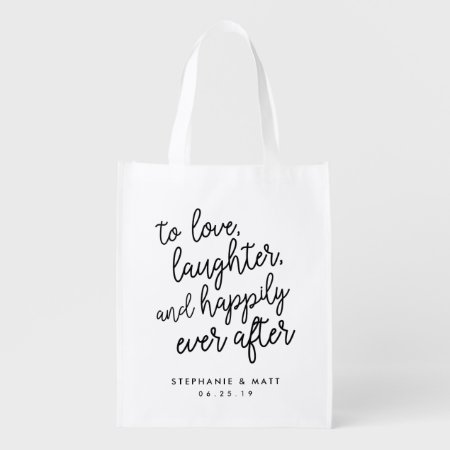 Love, Laughter & Happily Ever After Wedding Favor Grocery Bag