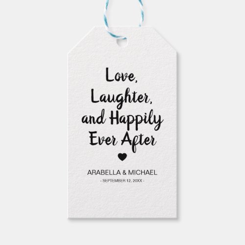Love Laughter  Happily Ever After Wedding Gift Tags