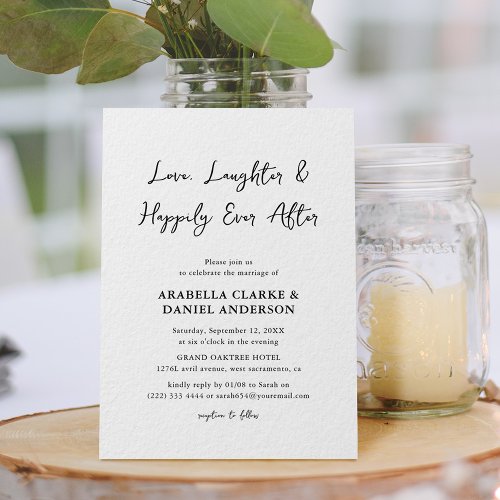 Love Laughter  Happily Ever After Wedding Invitation