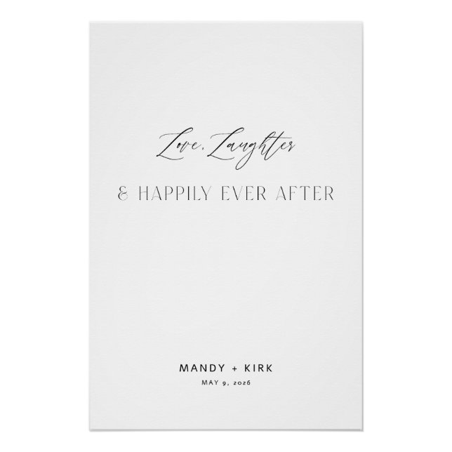 Love Laughter Happily Ever After Wedding Sign (Front)
