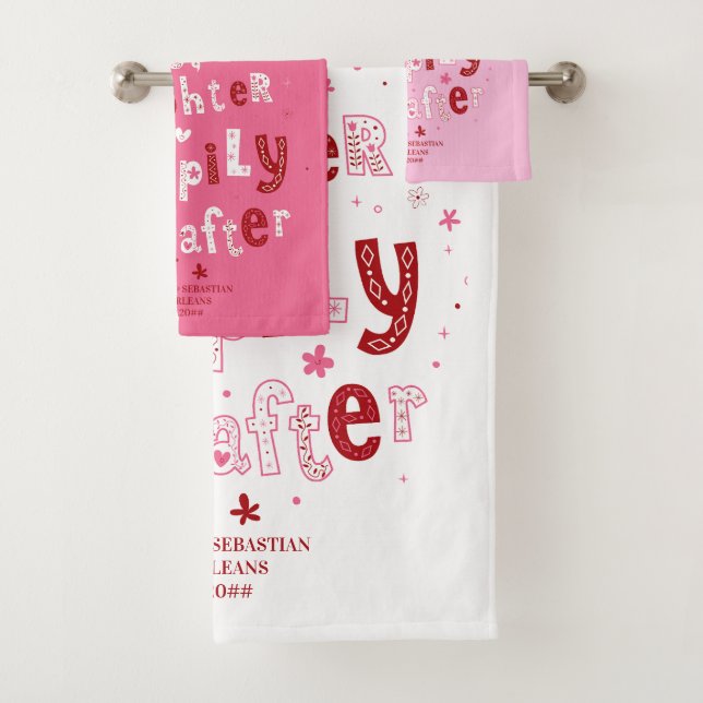 Love Laughter Happily Ever Personalized Wedding Bath Towel Set (Insitu)